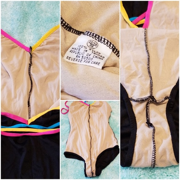 One Piece Swimsuit - Black w/ 3 Waist Ties - Picture 5 of 7